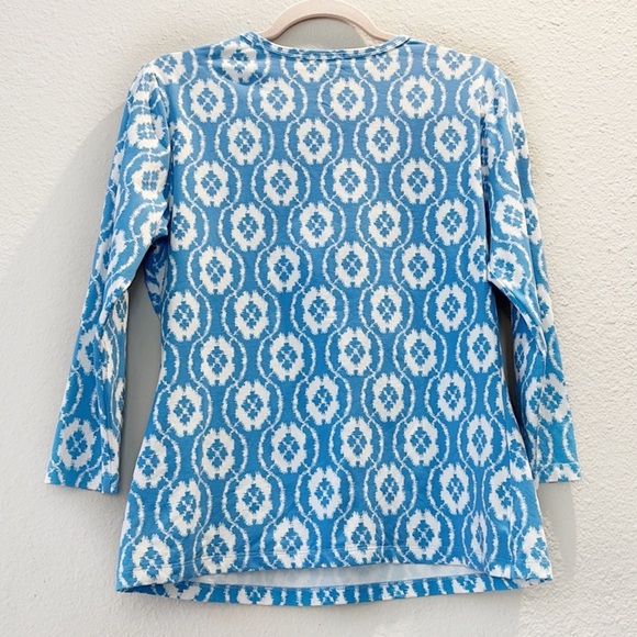 J. McLaughlin Signature Sinclair Crewneck Tee Shirt Catalina Cloth Blue Sz M - Picture 2 of 8